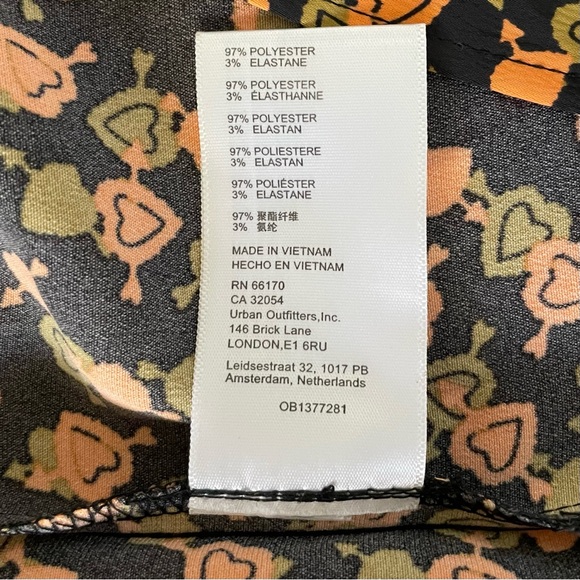 UO Mariah Lace-Up Midi Slip Dress Women’s Ladies L Heart Print Smocked Romance - Picture 11 of 12